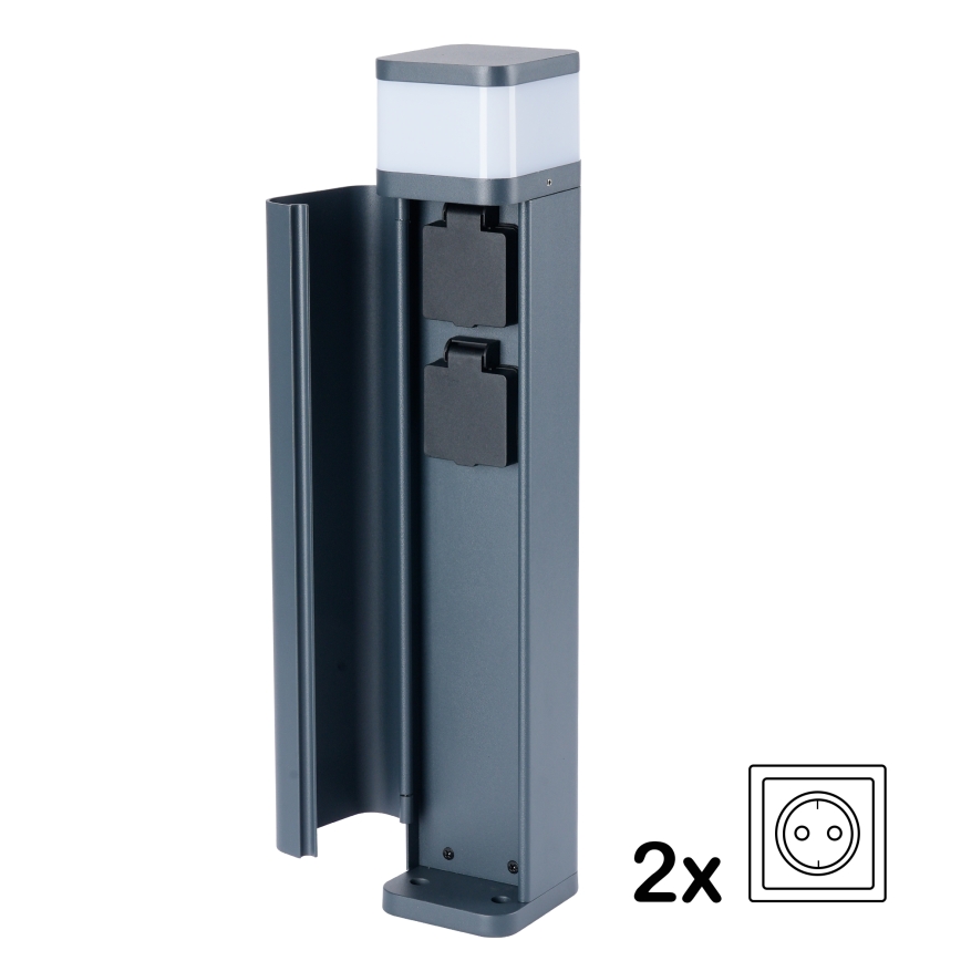 Brilagi - Lauko šviestuvas su 2 SCHUKO lizdais PILLAR 1xG9/11W/230V IP44 antracitas