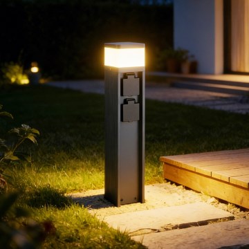 Brilagi - Lauko šviestuvas su 2 SCHUKO lizdais PILLAR 1xG9/11W/230V IP44 antracitas