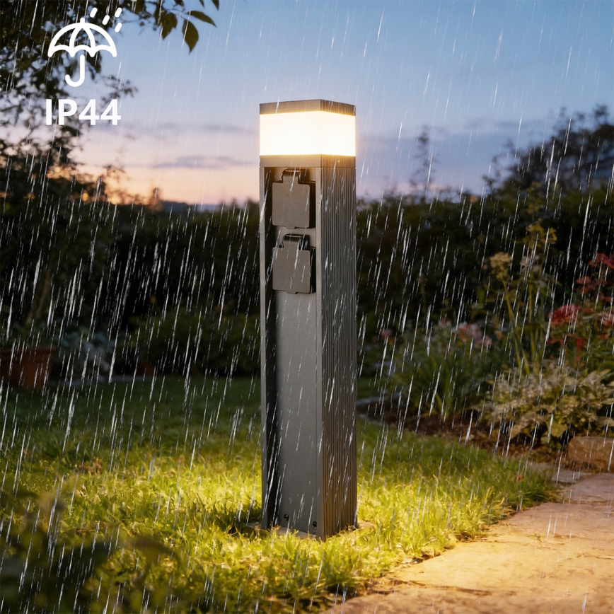 Brilagi - Lauko šviestuvas su 2 SCHUKO lizdais PILLAR 1xG9/11W/230V IP44 antracitas
