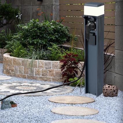 Brilagi - Lauko šviestuvas su 2 SCHUKO lizdais PILLAR 1xG9/11W/230V IP44 antracitas