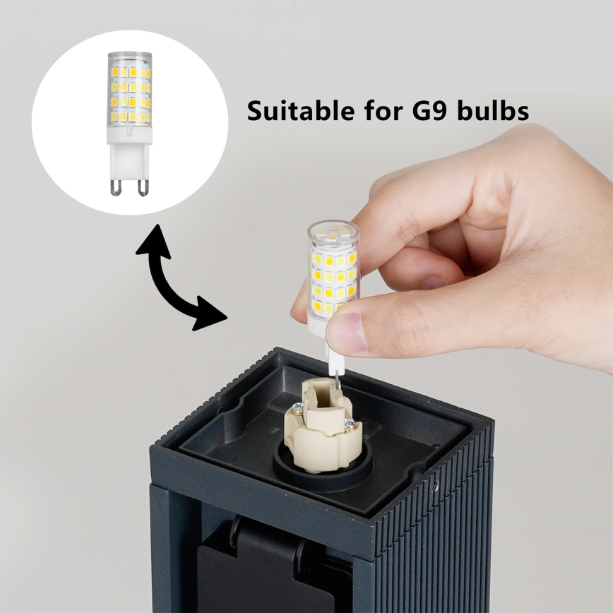 Brilagi - Lauko šviestuvas su 2 SCHUKO lizdais PILLAR 1xG9/11W/230V IP44 antracitas