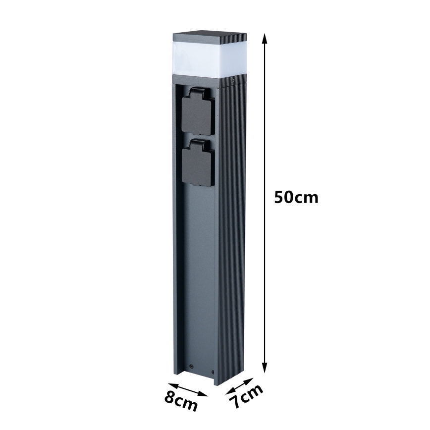 Brilagi - Lauko šviestuvas su 2 SCHUKO lizdais PILLAR 1xG9/11W/230V IP44 antracitas