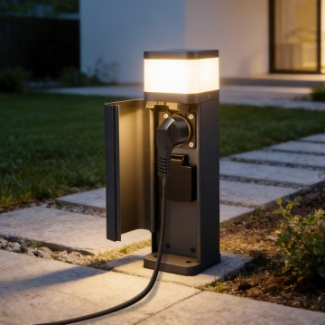 Brilagi - Lauko šviestuvas su 2 SCHUKO lizdais PILLAR 1xG9/11W/230V IP44 antracito spalva