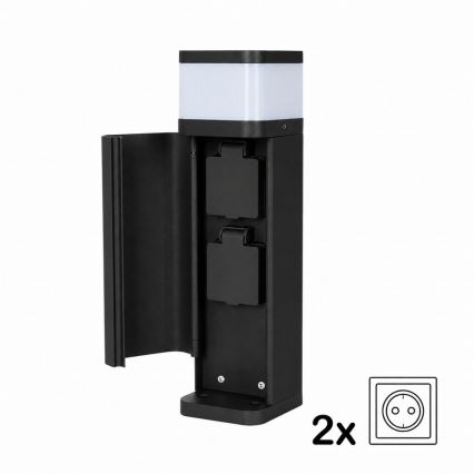 BRILAGI - Lauko šviestuvas su 2 SCHUKO lizdais PILLAR 1xG9/11W/230V IP44 juoda