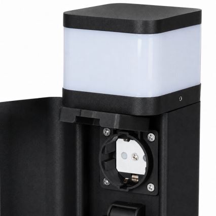 BRILAGI - Lauko šviestuvas su 2 SCHUKO lizdais PILLAR 1xG9/11W/230V IP44 juoda