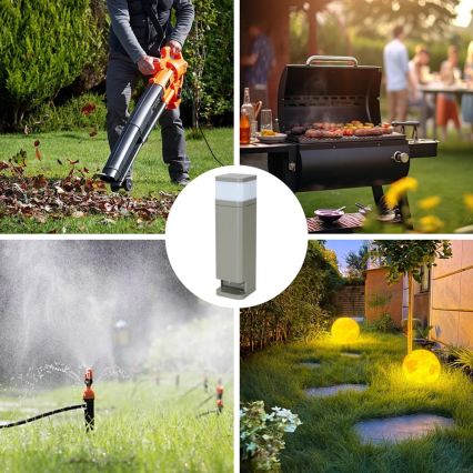 BRILAGI - Lauko šviestuvas su 2 SCHUKO lizdais PILLAR 1xG9/11W/230V IP44 pilka