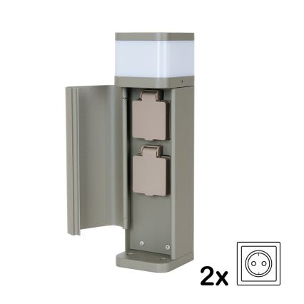 BRILAGI - Lauko šviestuvas su 2 SCHUKO lizdais PILLAR 1xG9/11W/230V IP44 pilka