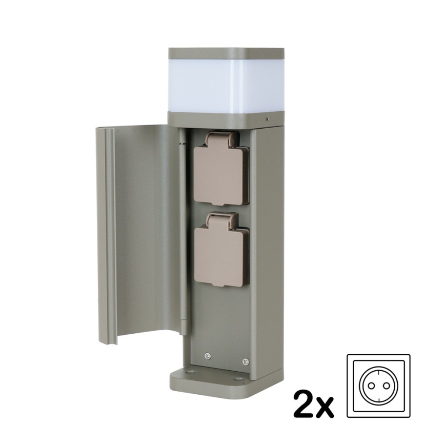 BRILAGI - Lauko šviestuvas su 2 SCHUKO lizdais PILLAR 1xG9/11W/230V IP44 pilka