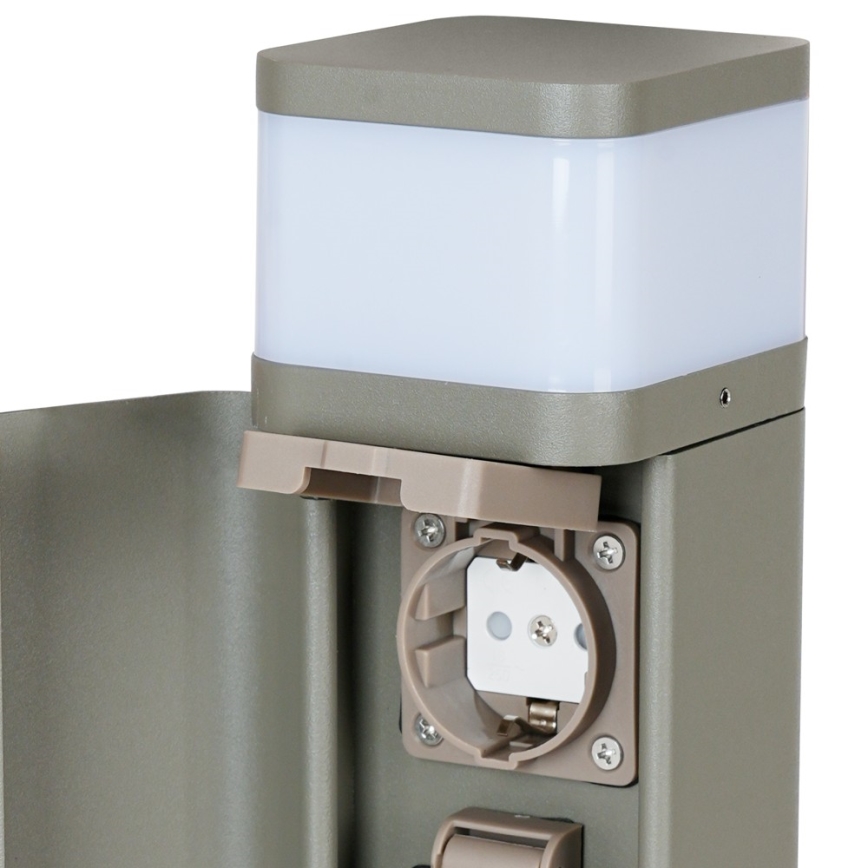 BRILAGI - Lauko šviestuvas su 2 SCHUKO lizdais PILLAR 1xG9/11W/230V IP44 pilka