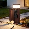 BRILAGI - Lauko šviestuvas su 2 SCHUKO lizdais PILLAR 1xG9/11W/230V IP44 rudas
