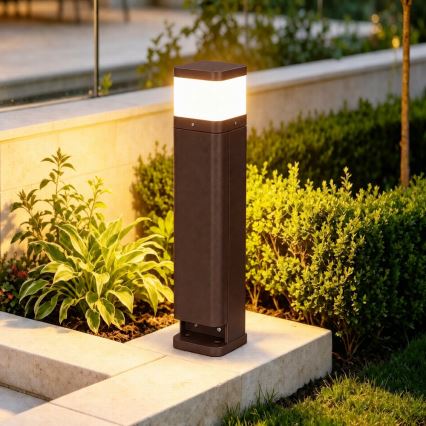 BRILAGI - Lauko šviestuvas su 2 SCHUKO lizdais PILLAR 1xG9/11W/230V IP44 rudas