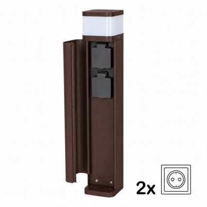 BRILAGI - Lauko šviestuvas su 2 SCHUKO lizdais PILLAR 1xG9/11W/230V IP44 rudas