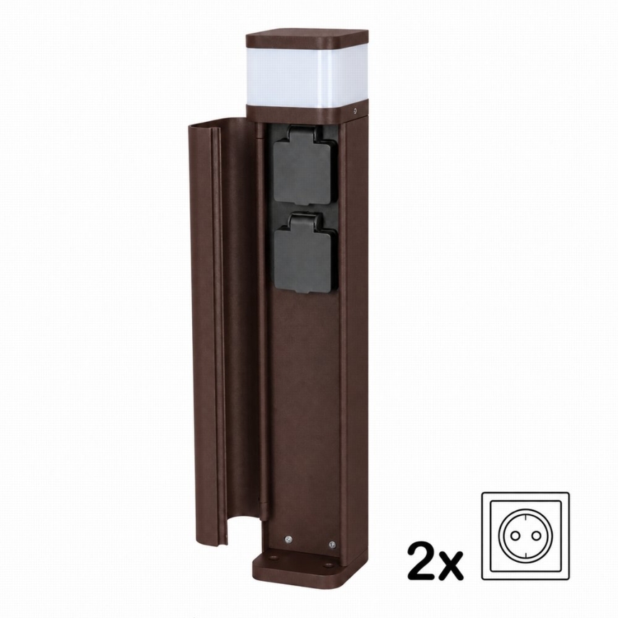 BRILAGI - Lauko šviestuvas su 2 SCHUKO lizdais PILLAR 1xG9/11W/230V IP44 rudas