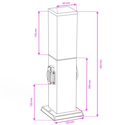 BRILAGI - lauko šviestuvas su 2 SCHUKO lizdais NOVA 1xE27/15W/230V 40 cm IP44 juodas