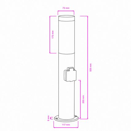 BRILAGI - Lauko šviestuvas su elektros lizdu ELIA 1xE27/20W/230V IP44 50 cm antracitas