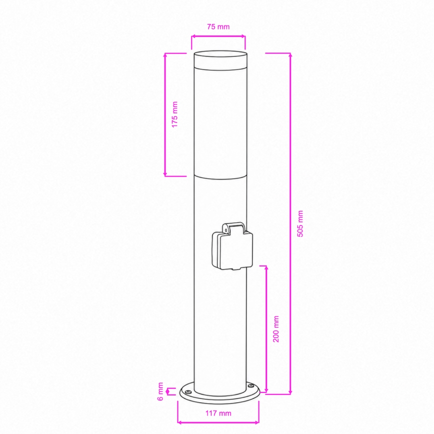 BRILAGI - Lauko šviestuvas su elektros lizdu ELIA 1xE27/20W/230V IP44 50 cm antracitas