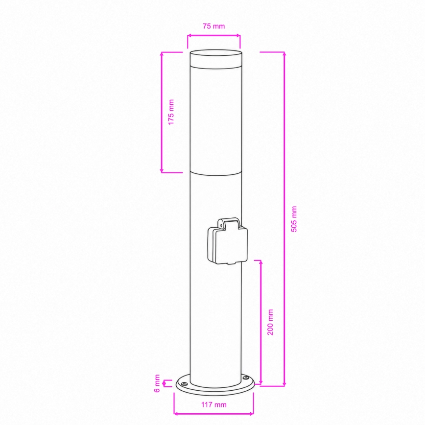 BRILAGI - Lauko šviestuvas su lizdu ELIA 1xE27/20W/230V IP44 50 cm matinis chromas