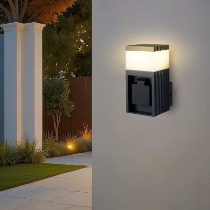 Brilagi - lauko sieninis šviestuvas su SCHUKO lizdu PILLAR 1xG9/11W/230V IP44 antracito