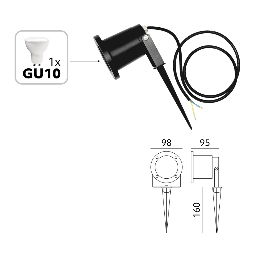 BRILAGI - Lauko šviestuvas TERRA 1xGU10/50W/230V IP65 juodas