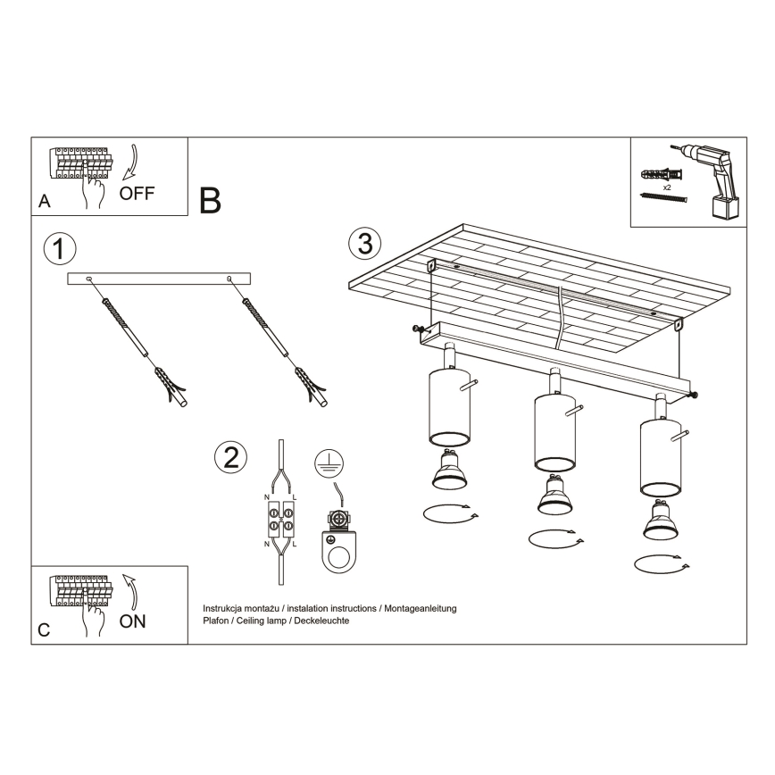 Brilagi -  LED akcentinis šviestuvas ASMUS 3xGU10/7W/230V juoda