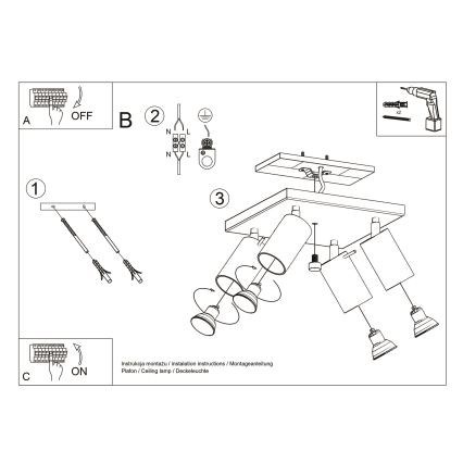 Brilagi -  LED akcentinis šviestuvas ASMUS 4xGU10/7W/230V juoda