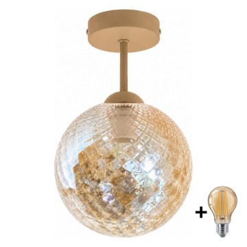 BRILAGI - LED ant lubų montuojama liustra RETRO GLASS 1xE27/60W/230V skers. 17 cm smėlinė/dūminė smėlinė