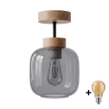 BRILAGI - LED ant lubų montuojama liustra RETRO GLASS 1xE27/60W/230V skersmuo 14 cm ąžuolas/dūminė pilka