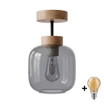BRILAGI - LED ant lubų montuojama liustra RETRO GLASS 1xE27/60W/230V skersmuo 14 cm ąžuolas/dūminė pilka
