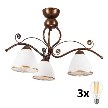 Brilagi - LED Ant pagrindo montuojamas sietynas ANTICO 3xE27/60W/230V bronzinė patina