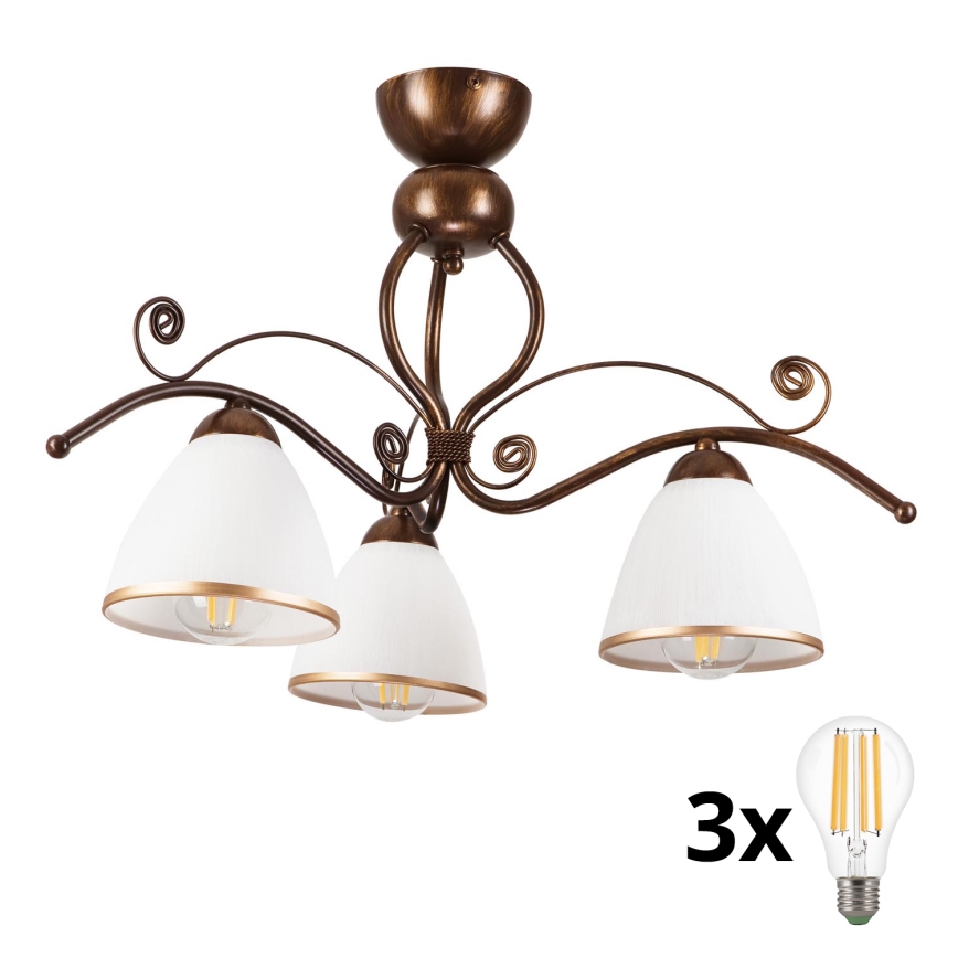 Brilagi - LED Ant pagrindo montuojamas sietynas ANTICO 3xE27/60W/230V bronzinė patina