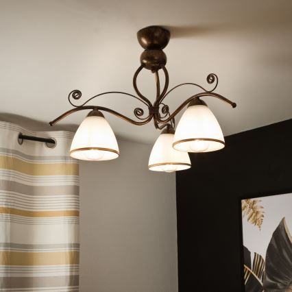 Brilagi - LED Ant pagrindo montuojamas sietynas ANTICO 3xE27/60W/230V bronzinė patina