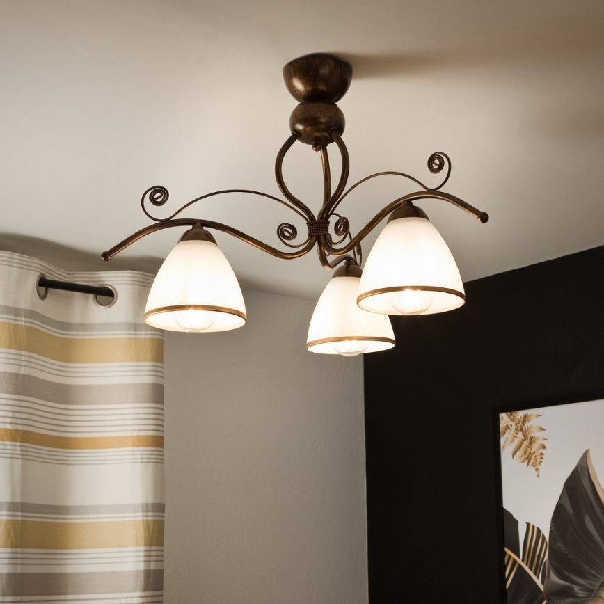 Brilagi - LED Ant pagrindo montuojamas sietynas ANTICO 3xE27/60W/230V bronzinė patina