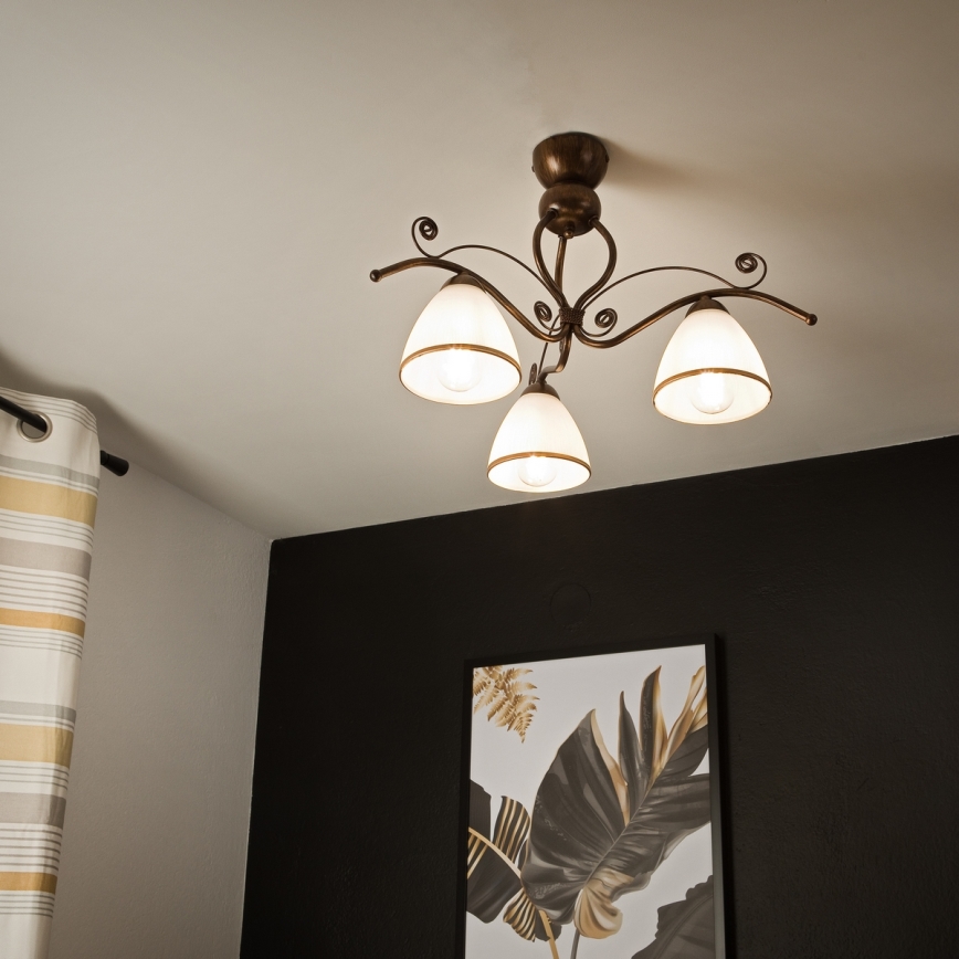 Brilagi - LED Ant pagrindo montuojamas sietynas ANTICO 3xE27/60W/230V bronzinė patina