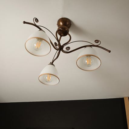 Brilagi - LED Ant pagrindo montuojamas sietynas ANTICO 3xE27/60W/230V bronzinė patina