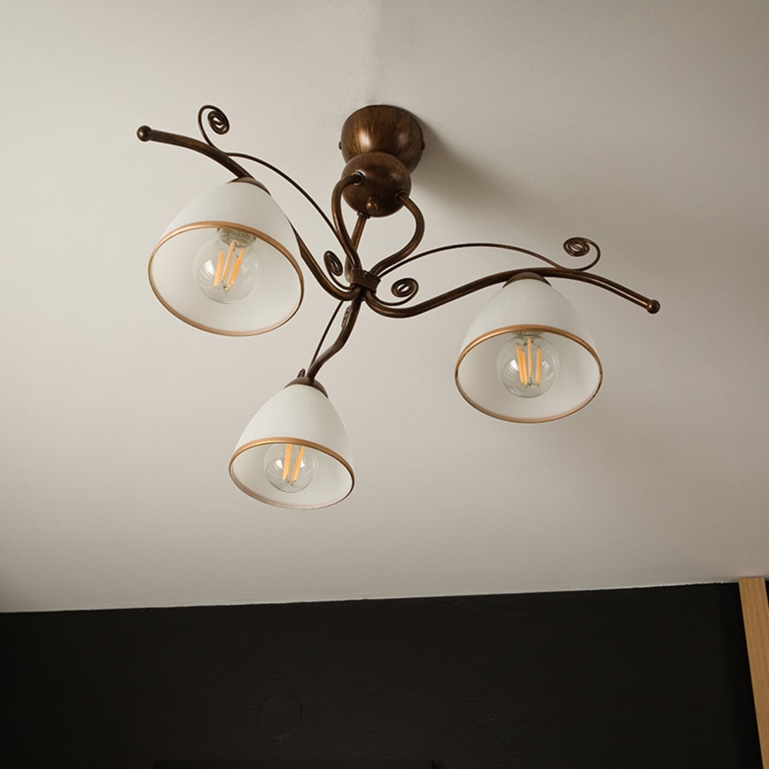 Brilagi - LED Ant pagrindo montuojamas sietynas ANTICO 3xE27/60W/230V bronzinė patina