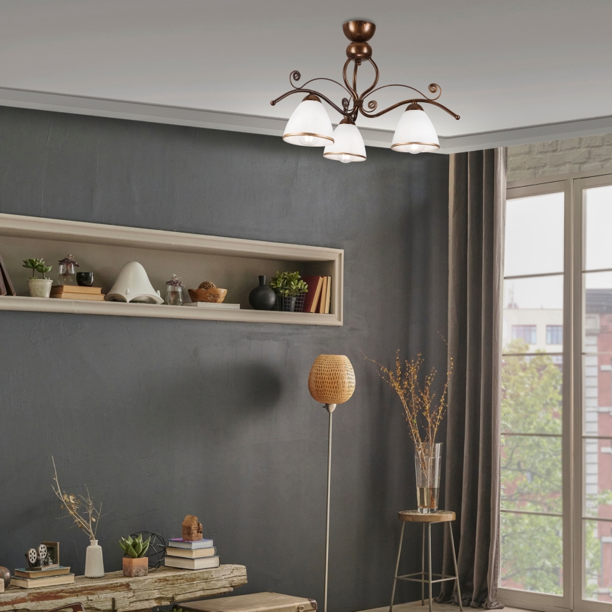Brilagi - LED Ant pagrindo montuojamas sietynas ANTICO 3xE27/60W/230V bronzinė patina
