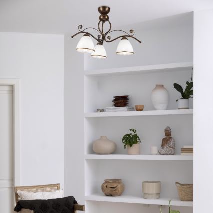 Brilagi - LED Ant pagrindo montuojamas sietynas ANTICO 3xE27/60W/230V bronzinė patina