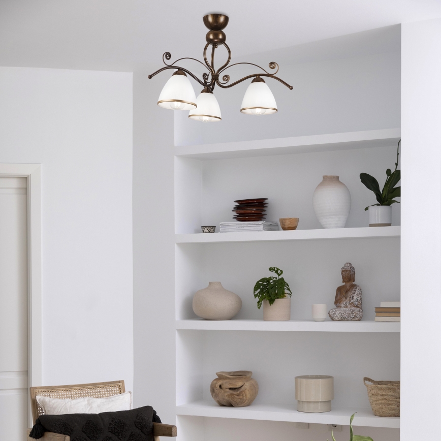 Brilagi - LED Ant pagrindo montuojamas sietynas ANTICO 3xE27/60W/230V bronzinė patina