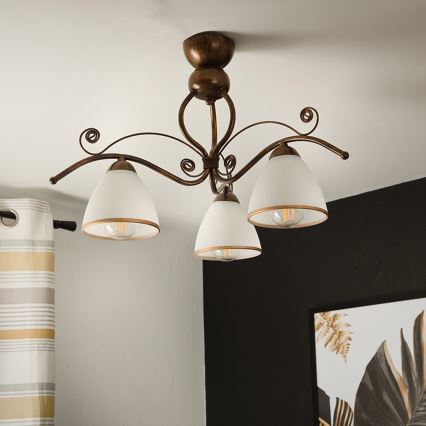 Brilagi - LED Ant pagrindo montuojamas sietynas ANTICO 3xE27/60W/230V bronzinė patina