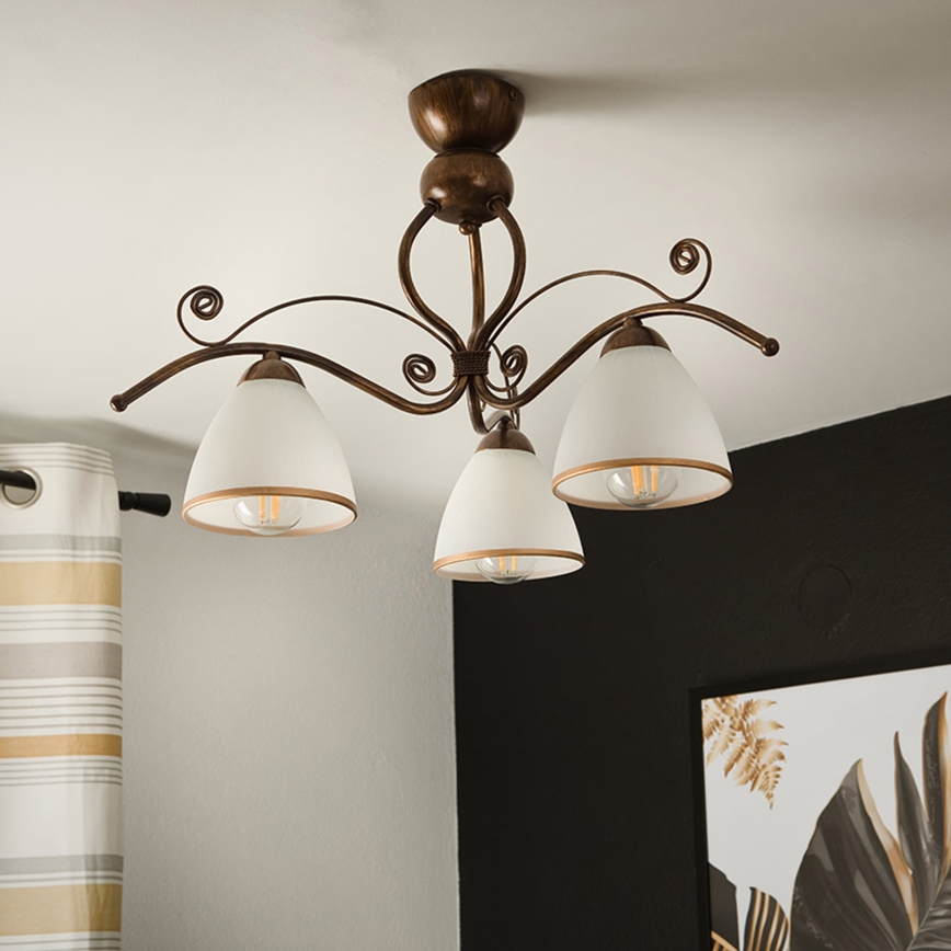 Brilagi - LED Ant pagrindo montuojamas sietynas ANTICO 3xE27/60W/230V bronzinė patina