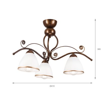 Brilagi - LED Ant pagrindo montuojamas sietynas ANTICO 3xE27/60W/230V bronzinė patina
