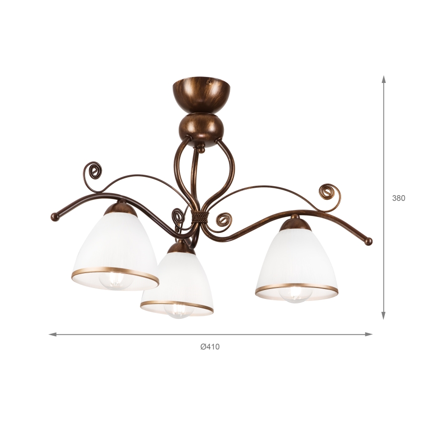 Brilagi - LED Ant pagrindo montuojamas sietynas ANTICO 3xE27/60W/230V bronzinė patina