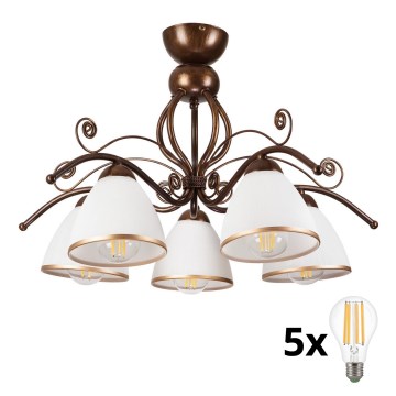 Brilagi - LED Ant pagrindo montuojamas sietynas ANTICO 5xE27/60W/230V bronzinė patina