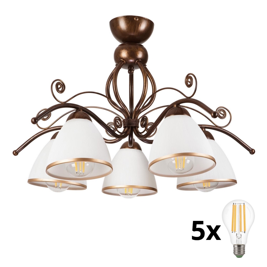 Brilagi - LED Ant pagrindo montuojamas sietynas ANTICO 5xE27/60W/230V bronzinė patina