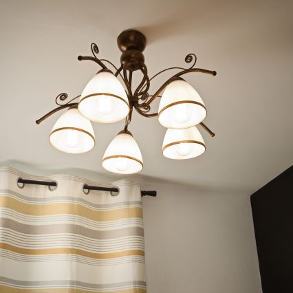 Brilagi - LED Ant pagrindo montuojamas sietynas ANTICO 5xE27/60W/230V bronzinė patina