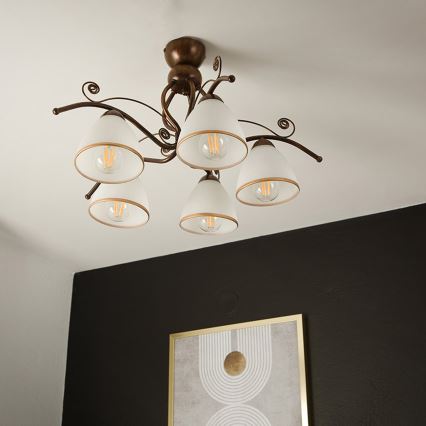 Brilagi - LED Ant pagrindo montuojamas sietynas ANTICO 5xE27/60W/230V bronzinė patina