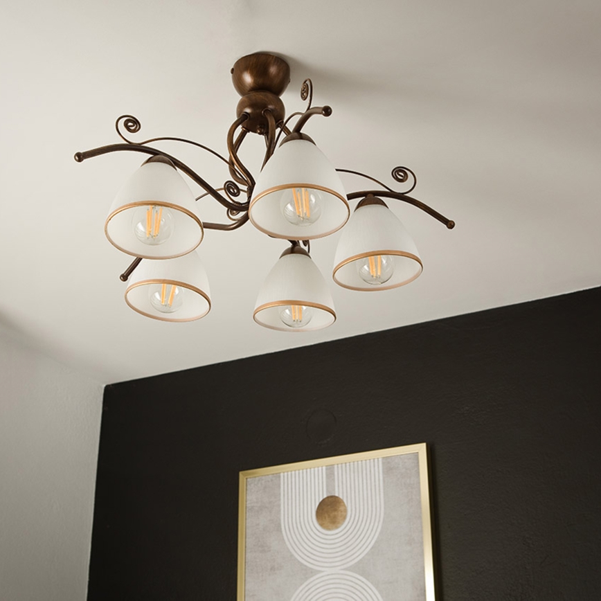 Brilagi - LED Ant pagrindo montuojamas sietynas ANTICO 5xE27/60W/230V bronzinė patina