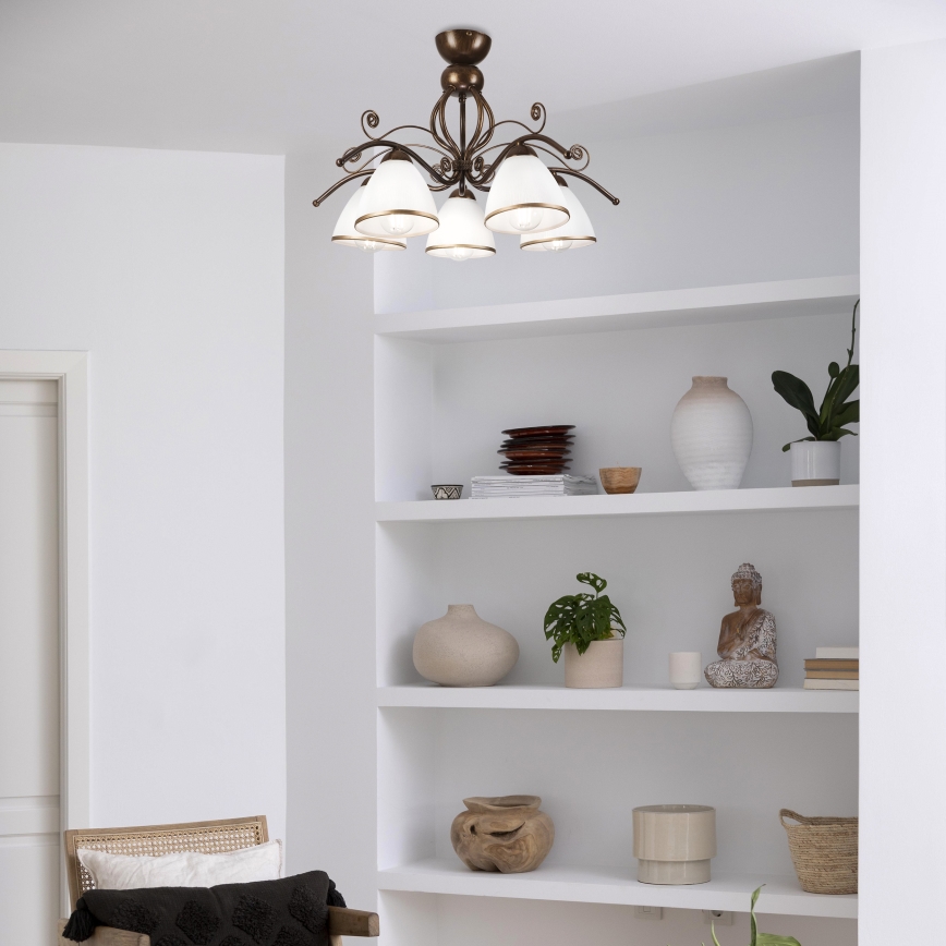 Brilagi - LED Ant pagrindo montuojamas sietynas ANTICO 5xE27/60W/230V bronzinė patina