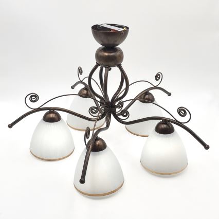Brilagi - LED Ant pagrindo montuojamas sietynas ANTICO 5xE27/60W/230V bronzinė patina
