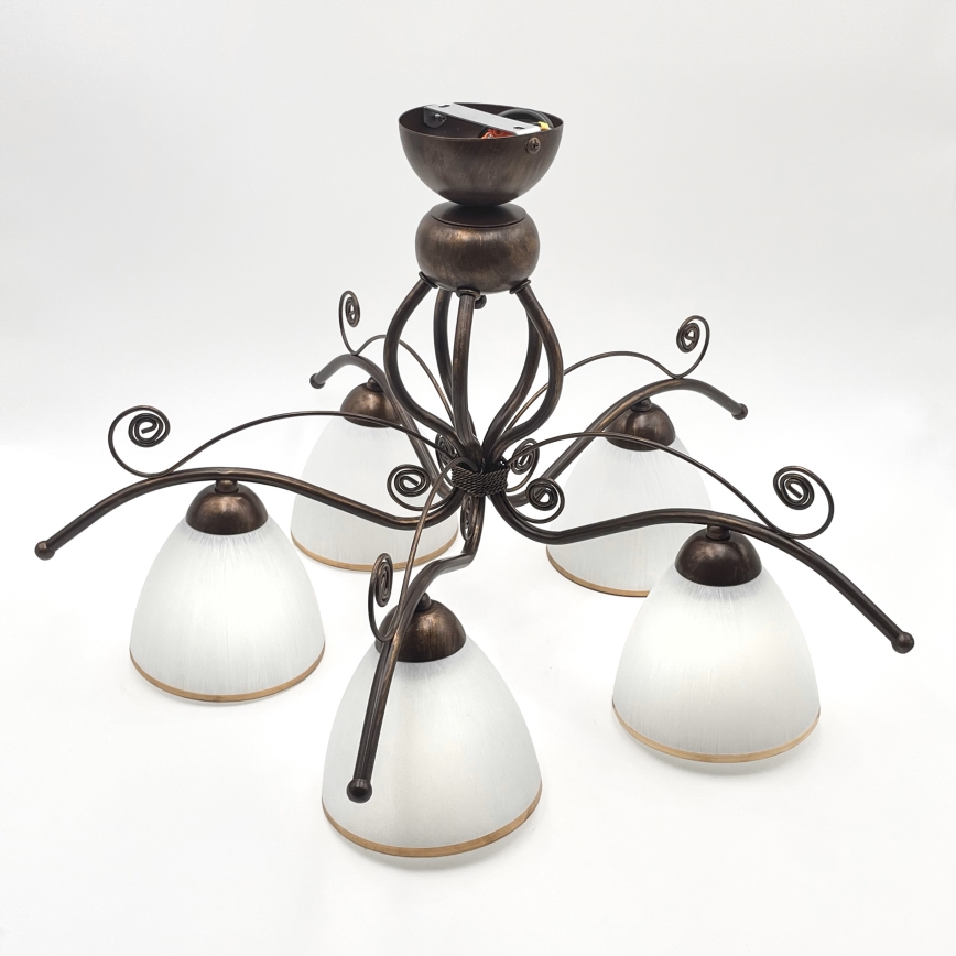 Brilagi - LED Ant pagrindo montuojamas sietynas ANTICO 5xE27/60W/230V bronzinė patina